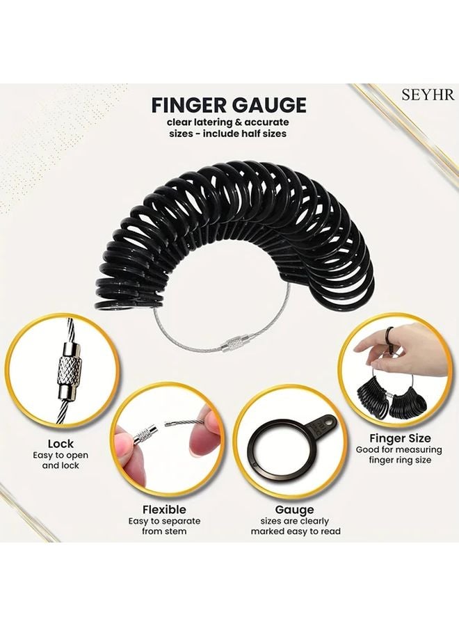 طقم قياس حجم الخاتم الأسود مع عصا قياس ماندريل لصنع المجوهرات - Image 3