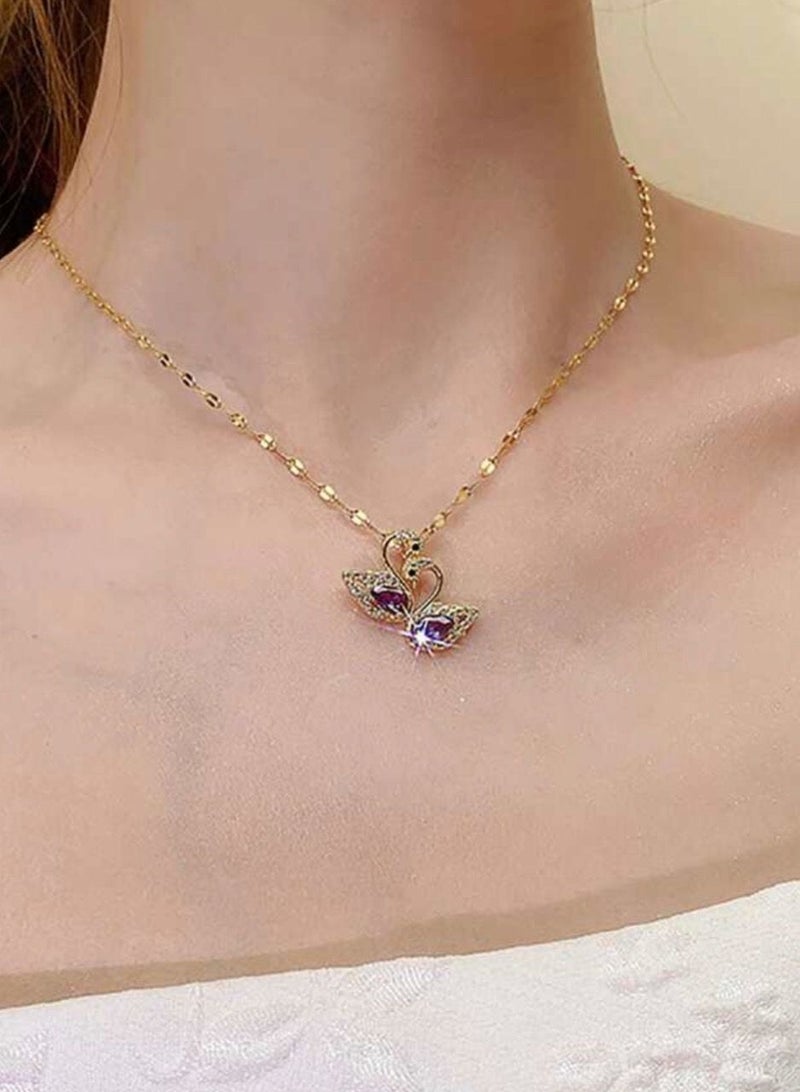 نونز أب سلسال مصنوع من الاستانلس ستيل مطلي باللون الذهبي عيار 18 ومرصع بالزركون - Image 1