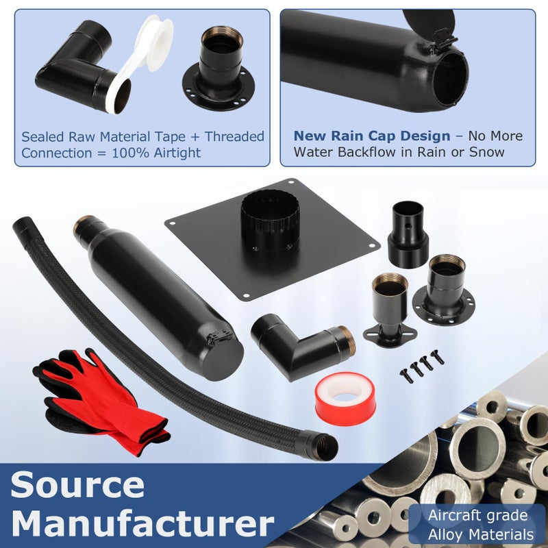 Mokemok 2025 Upgrade Generator Exhaust Extension Silencer Kit with Three Universal Adapters,Threaded Connector,Rain Cap and 90Â° Elbowâ€“Leakproof, Weatherproof & Flexible Muffler Upgrade for Portable Generators - Image 4