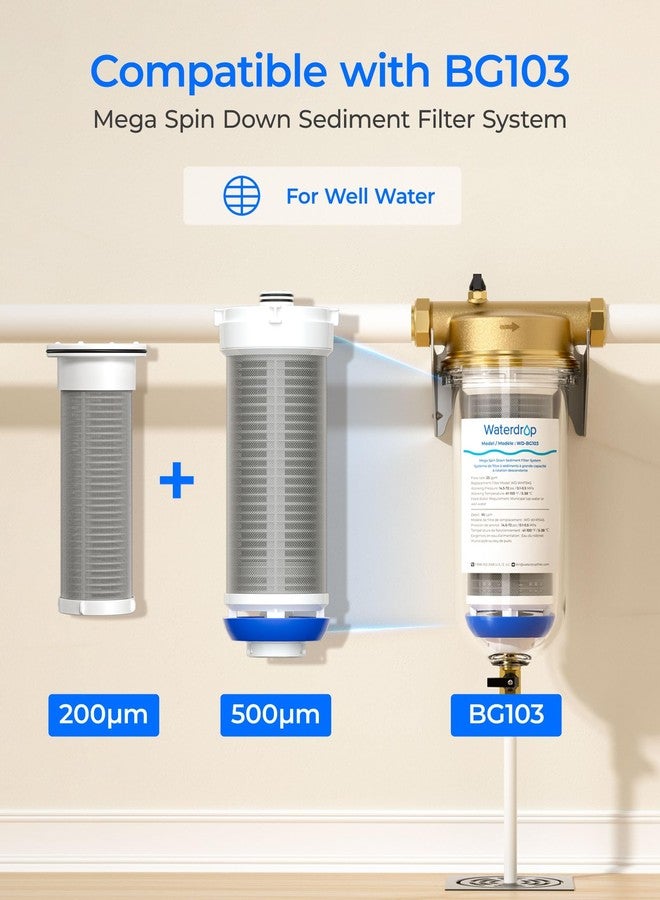 Waterdrop Spin Down Sediment Filter Replacement Cartridge, 500 Micron+200 Micron, Replacement for WD-BG103 - Image 2