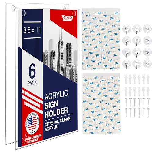 Dasher Products Acrylic Sign Holder 8.5 x 11 - Clear Frame Paper Holder with Multiple Mounting Options Included, Wall Mount Frame 8.5x11 inches, Perfect for Home, Office, Store, Restaurant, School and More (6 Pack) - Image 1