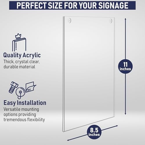 Dasher Products Acrylic Sign Holder 8.5 x 11 - Clear Frame Paper Holder with Multiple Mounting Options Included, Wall Mount Frame 8.5x11 inches, Perfect for Home, Office, Store, Restaurant, School and More (6 Pack) - Image 2