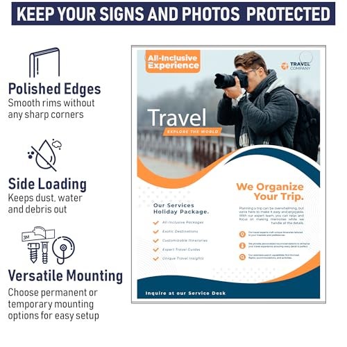 Dasher Products Acrylic Sign Holder 8.5 x 11 - Clear Frame Paper Holder with Multiple Mounting Options Included, Wall Mount Frame 8.5x11 inches, Perfect for Home, Office, Store, Restaurant, School and More (6 Pack) - Image 4