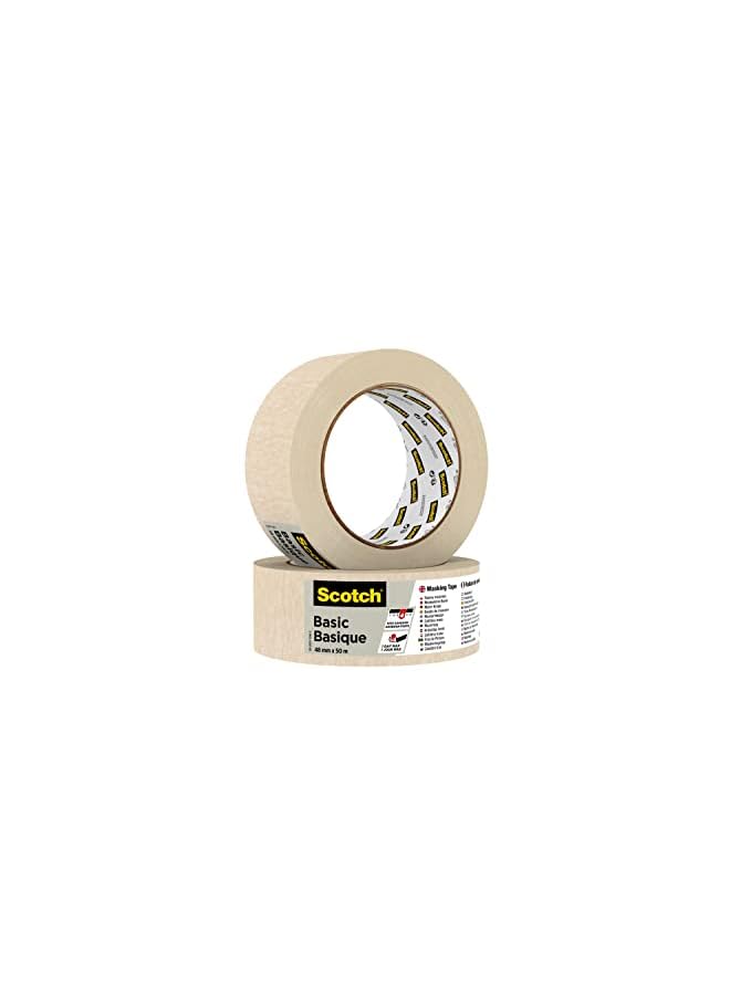 Scotch  Basic Masking Tape 48Mm X 50M Beige Color Masking And Protection Medium To High Adhesion For Walls Metal Wood And More Easy To Remove With No Residue 1 Roll/Pack  - Image 2