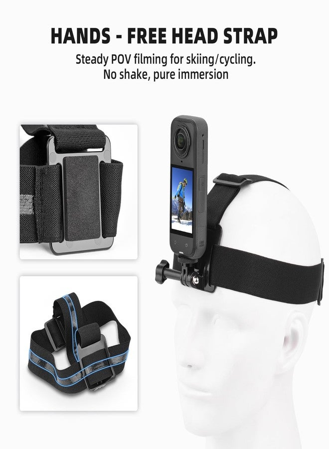 BRDRC مجموعة ملحقات BRDRC لكاميرات Insta 360 X5 X4، تتضمن حزام رأس للصدر، مشبك تثبيت للحقيبة، حزام معصم، محول دوار 360 درجة مع آلية تحرير سريعة، حزمة ملحقات كاميرا Insta360 One X5 X4 X3 X2 X - Image 4