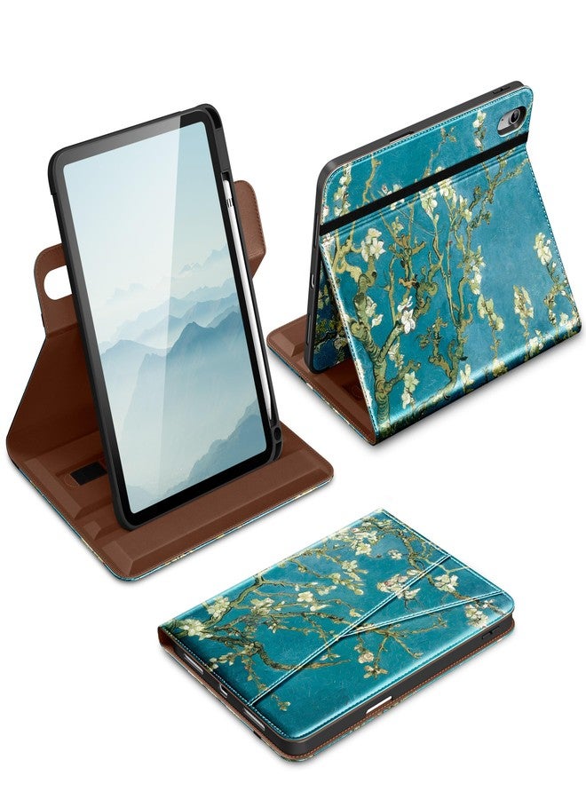 DTTO for iPad A16 Case, iPad 11th / 10th Generation Case (2025/2022), 360 Degree Rotating Premium Leather Folio Stand Cover with Pencil Holder, Blossom - Image 1