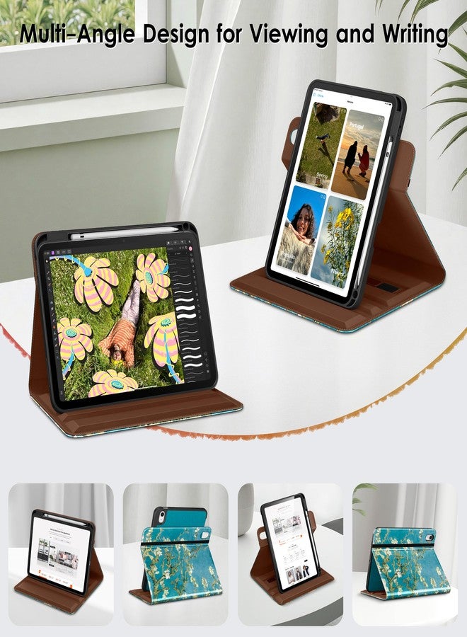 DTTO for iPad A16 Case, iPad 11th / 10th Generation Case (2025/2022), 360 Degree Rotating Premium Leather Folio Stand Cover with Pencil Holder, Blossom - Image 2