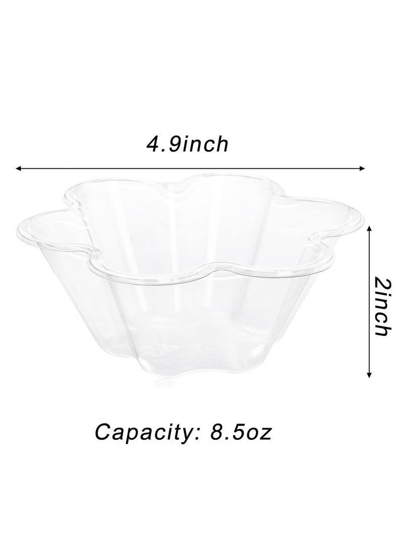 Oasisgalore - 100 Pack Clear Dessert Cups, 8 oz Disposable Ice Cream Bowls, Flower Shape Serving Bowl for Party - Image 1