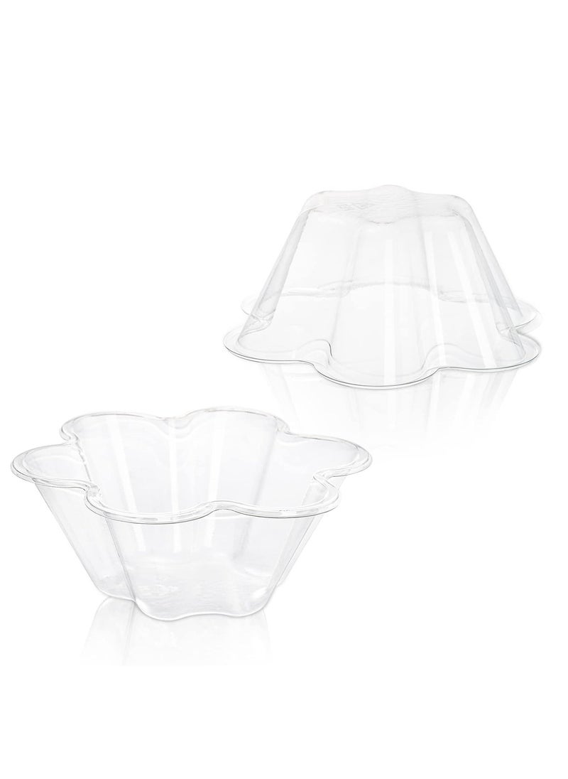 Oasisgalore - 100 Pack Clear Dessert Cups, 8 oz Disposable Ice Cream Bowls, Flower Shape Serving Bowl for Party - Image 1