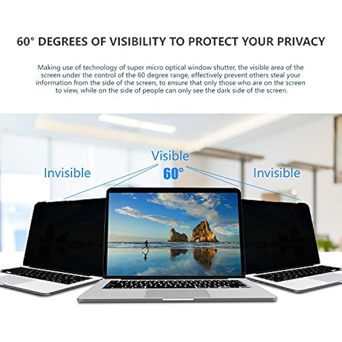 Jdream شاشة خصوصية معلقة 14 بوصة للكمبيوتر المحمول عريض (نسبة عرض إلى ارتفاع 16:9) - Image 3
