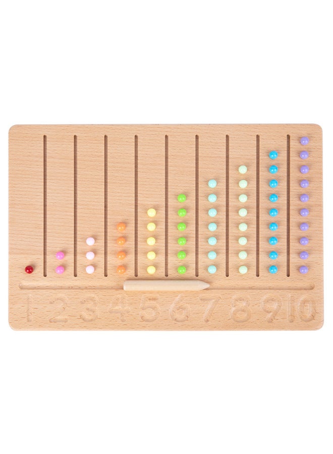 لوح كتابة خشبي أعمى، لوح تدريب على الصدمات، وصف هندسي أبجدي عربي، لعبة تدريب على قلم التحكم - اللون: لوحة وصف عدد قوس قزح - Image 1