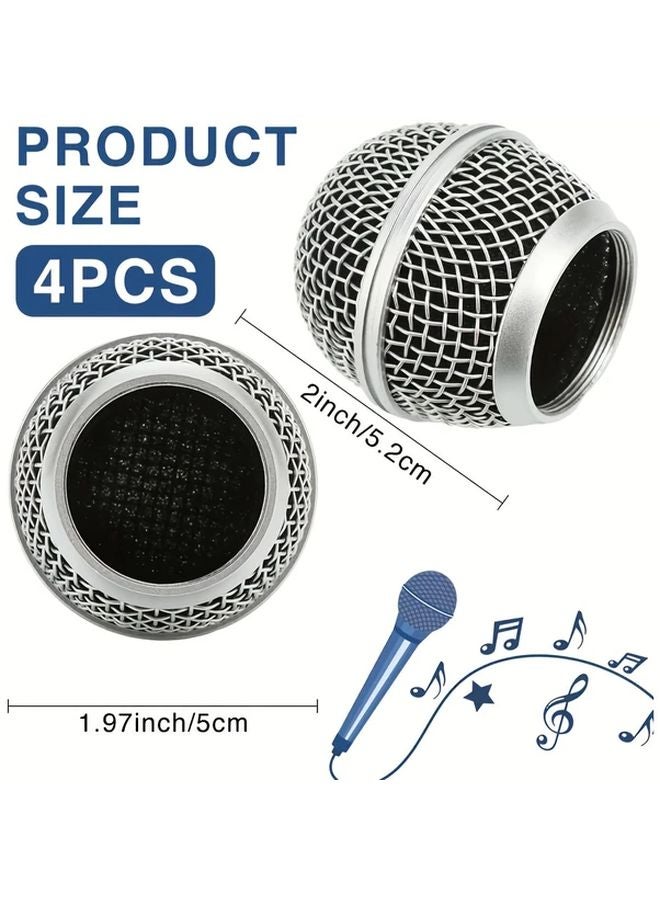 4Pcs Shure SM58 Microphone Heads Steel Mesh Grille Professional Vocal Mic Replacement - Image 4