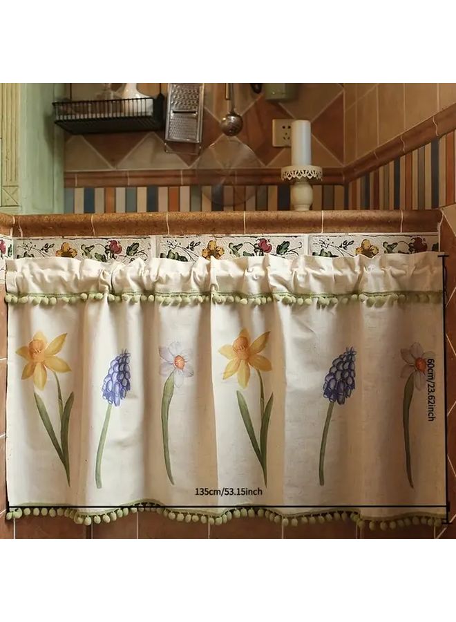 Daffodils American Country Style Half Curtain Door Kitchen Window Cabinet Cover 53 15x22 83 Inch - Image 1
