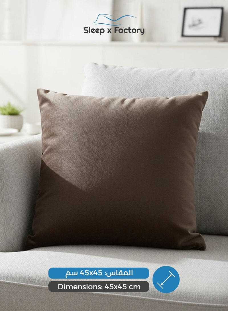 Sleep x Factory Velvet Brown Decorative Cushions – 2 Pack – 45x45 cm – Microfiber Filled Pillow - Image 5