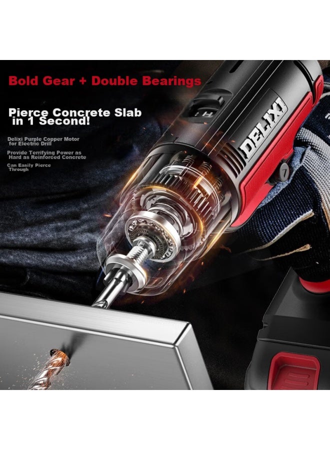 Delixi Rechargeable Electric Drill, Multi-functional Household Drill, Electric Screwdriver, Lithium Battery Drill, Power Screwdriver - Image 2
