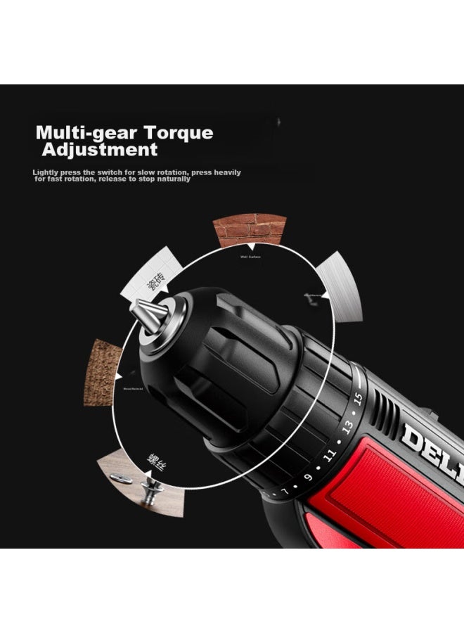 Delixi Rechargeable Electric Drill, Multi-functional Household Drill, Electric Screwdriver, Lithium Battery Drill, Power Screwdriver - Image 1