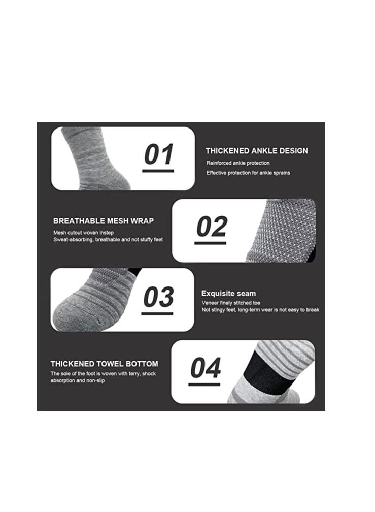 SYOSI Running Socks Mens Sports Socks Moisture Wicking Breathable Comfortable Thickened Towel Bottom Tube Socks Non Slip Socks for Football Basketball Baseball Yoga Running Hiking Trekking 3 Pairs - Image 4