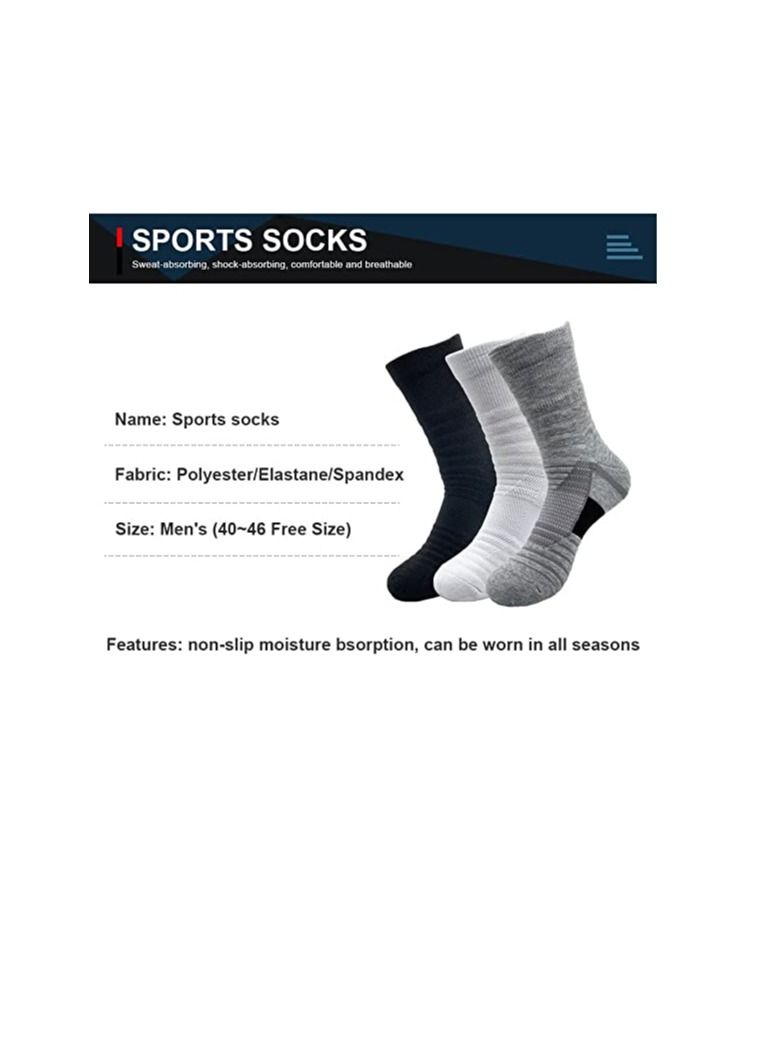 SYOSI Running Socks Mens Sports Socks Moisture Wicking Breathable Comfortable Thickened Towel Bottom Tube Socks Non Slip Socks for Football Basketball Baseball Yoga Running Hiking Trekking 3 Pairs - Image 5
