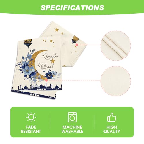 Artoid Mode عداء طاولة رمضان من أرتويد مود، مصباح قلعة زهور، زينة مطبخ موسمية لتزيين حفلات المنزل 13x72 بوصة - Image 5