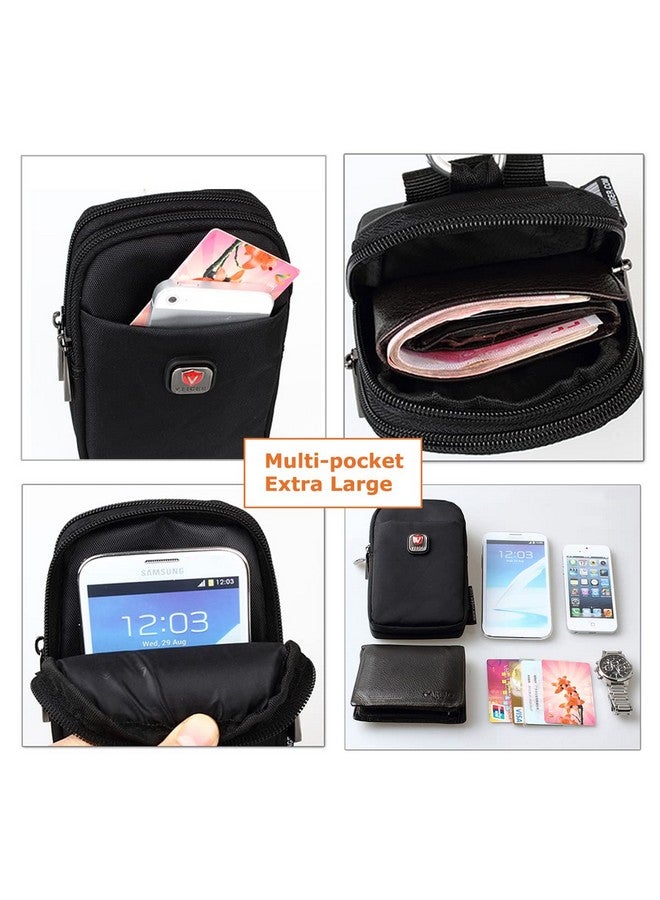VIIGER VIIGER Versatile Nylon Dual Phone Holster Cellphone Belt Case Holder Mens Belt Pouch w/Clip Smartphone Belt Loop Pouch Bag 2 Zipper Pockets Compatible with iPhone 15 Pro Max Case 16 Pro S24, Black  - Image 3