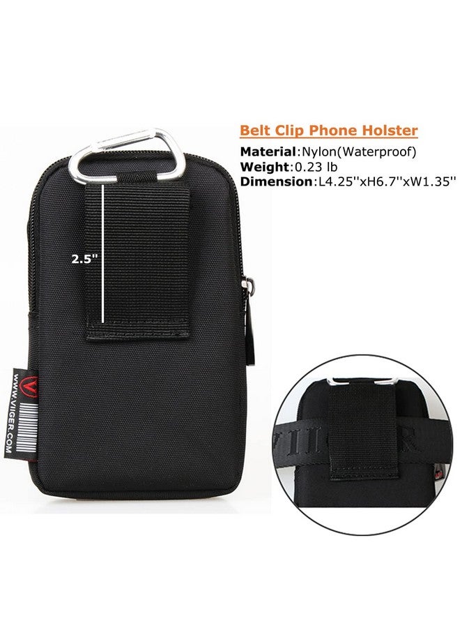 VIIGER VIIGER Versatile Nylon Dual Phone Holster Cellphone Belt Case Holder Mens Belt Pouch w/Clip Smartphone Belt Loop Pouch Bag 2 Zipper Pockets Compatible with iPhone 15 Pro Max Case 16 Pro S24, Black  - Image 4