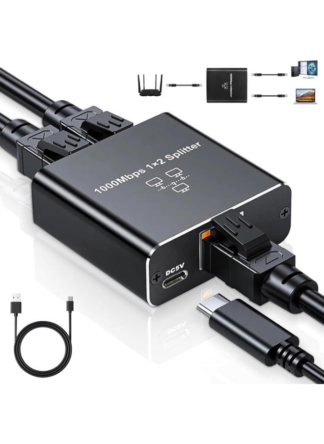 Generic - Network Splitter 1 to 2 – USB Powered, 1000Mbps Speed, Supports Two Devices Simultaneously - Image 1