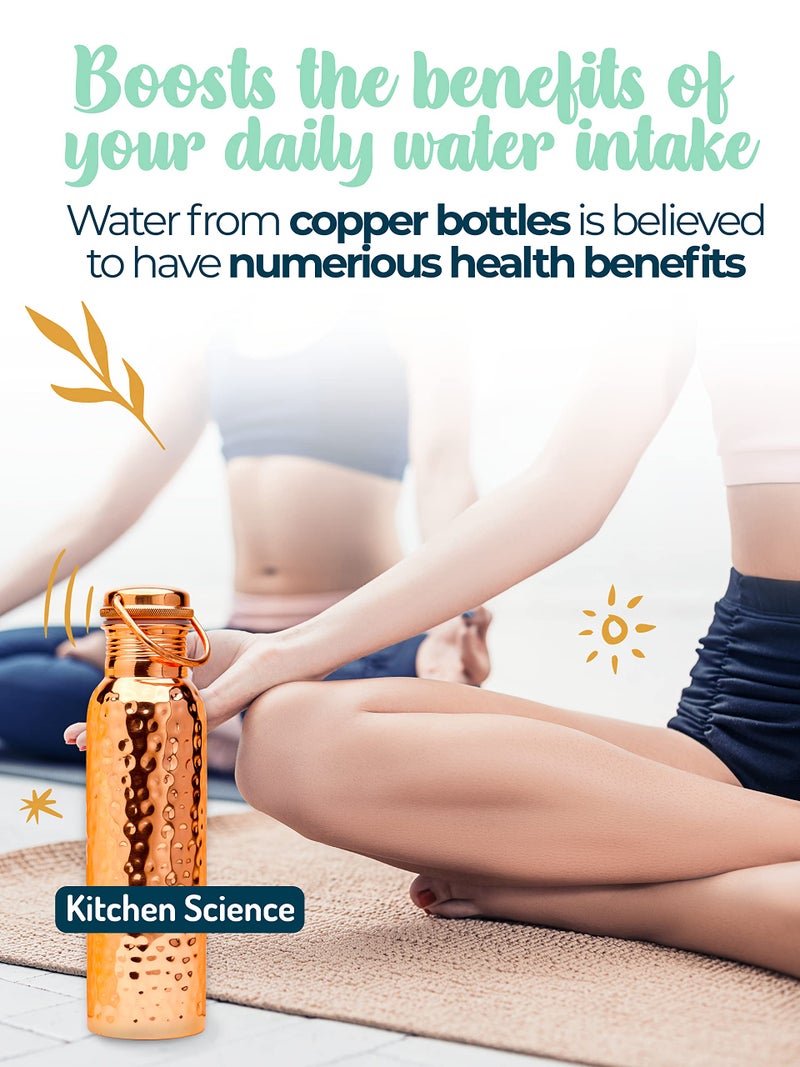 Kitchen Science Authentic Ayurvedic Copper Water Bottle With Handle (34 oz/1000 ml) | Lab-Tested, Leak-Proof | Includes Free Sleeves & Carrying Bag | Ideal for Drinking Water - Image 5