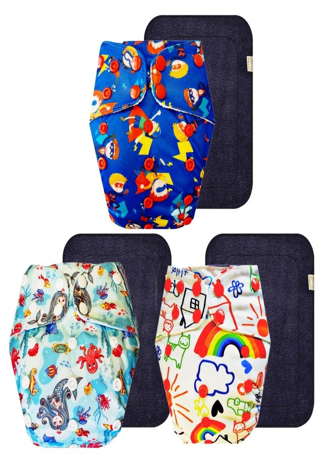 Dumbledo Premium Cloth Diaper with Black Insert (Pack of 3) | Soft & Gentle | Leakproof | Adjustable Snaps | Trusted by Moms | 3 Months - 3 Years | Unisex Baby - Image 1