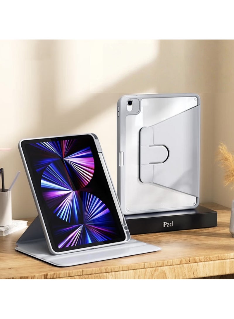 general Rotating Case for iPad Air 13-Inch M3 (2025) with Pencil Holder, 360 Degree Rotation Protective Stand Cover Clear Back, Auto Wake/Sleep