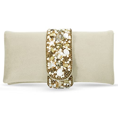 Peora Clutch Purses For Women Wedding Handmade Evening Handbags Bridal Clutch (C01Crm), Cream - Image 1