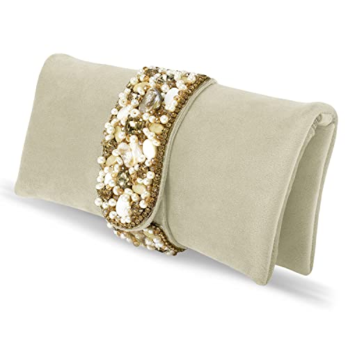 Peora Clutch Purses For Women Wedding Handmade Evening Handbags Bridal Clutch (C01Crm), Cream - Image 5