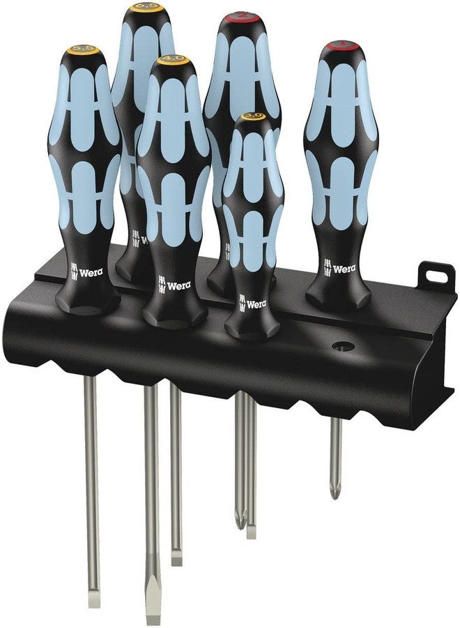 Wera 05032060001 Kraftform Stainless 3334/6 Stainless Steel Slotted/Phillips Screwdriver Set and Rack, 6-Piece,MULTI,Slotted: 6.5x150mm, 3x80mm, 4x100mm, 5.5x125mm. Phillips: PH1x80mm, PH2x100mm - Image 1