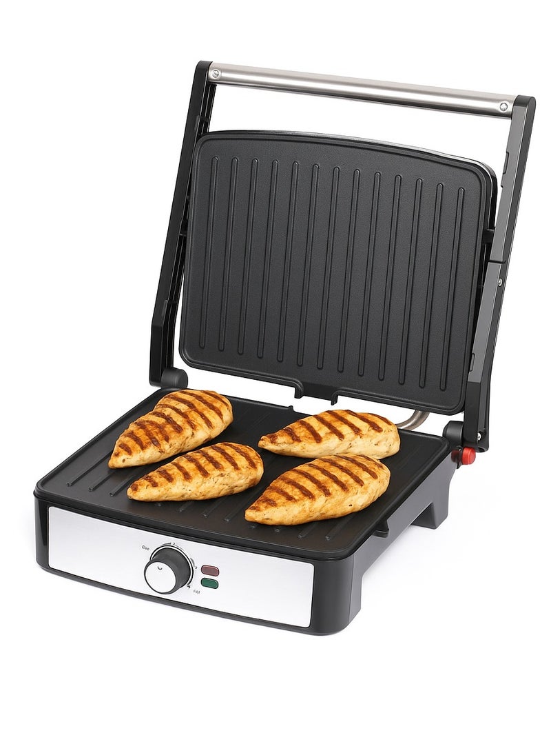 آر إيه أف ماكينة شواء وشرائح اللحم RAF، شواية كهربائية قوية بقوة 2200 واط مع ألواح غير لاصقة، وتحكم في درجة الحرارة قابل للتعديل، وحرارة موحدة، وسهولة التنظيف - شواية متعددة الاستخدامات لشرائح اللحم والسندويشات والشواء والبانيني - Image 2