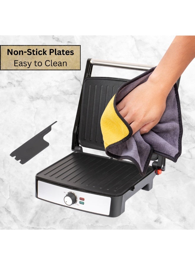 RAF Steak & Grill Machine, 2200W Powerful Electric Grill with Non-Stick Plates, Adjustable Temperature Control, Uniform Heat & Easy Cleaning – Multi-Purpose Contact Grill for Steaks, Sandwiches, BBQ & Panini - Image 3