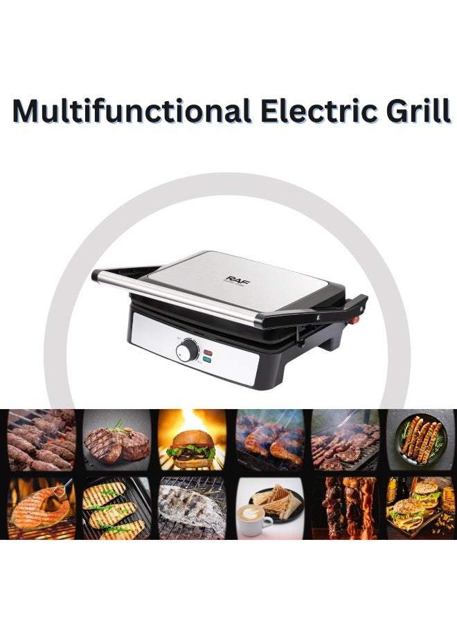 RAF Steak & Grill Machine, 2200W Powerful Electric Grill with Non-Stick Plates, Adjustable Temperature Control, Uniform Heat & Easy Cleaning – Multi-Purpose Contact Grill for Steaks, Sandwiches, BBQ & Panini - Image 5