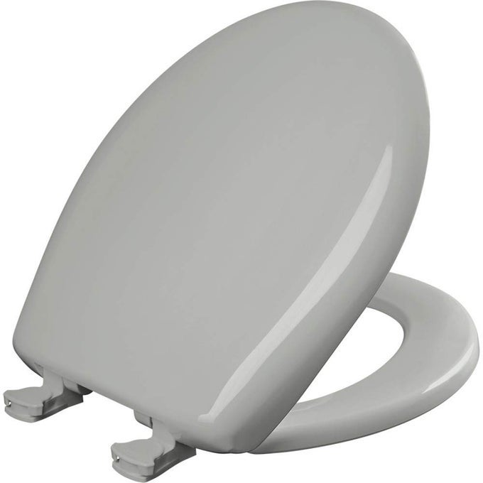 CLASSIC COLORS SLOW CLOSE TOILET SEAT EASY CLEAN HINGES AND DURABLE PLASTIC SEAT MADE IN USA ROUND ICE GREY