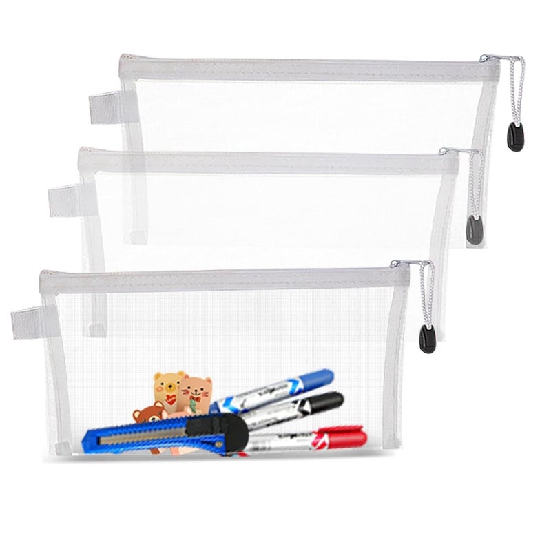 P Plus Fire Mesh Zipper Pouch for Organization - Waterproof Zipper Pouches - Ravel Bags - Clear Multipurpose Document Bags for School Office Home Cosmetics Storage Toys Puzzle (6 Pc, Small) - Image 3