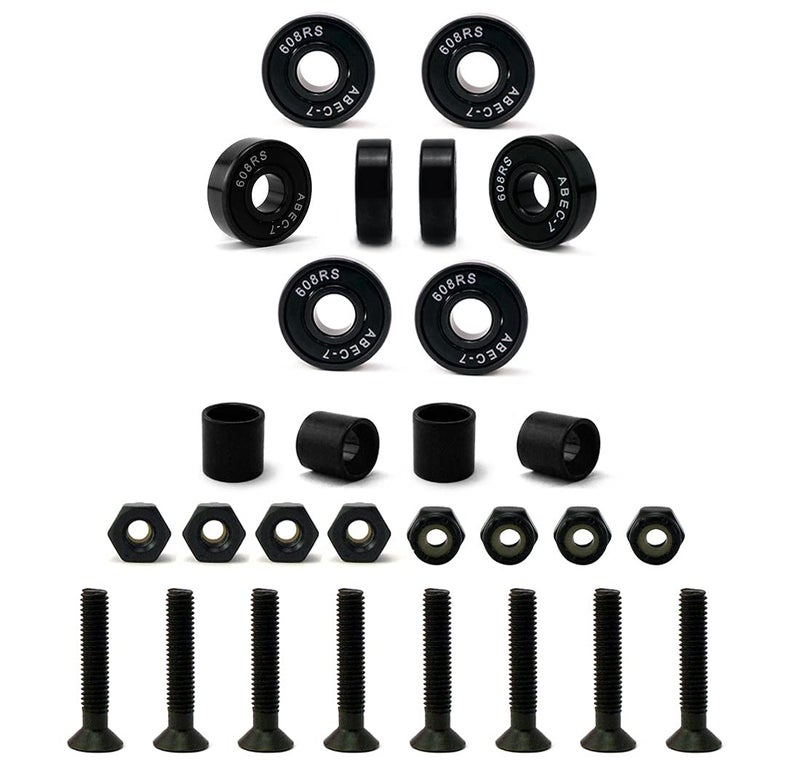VJ Skateboard Longboard Truck and Wheel, 70mm Long Board Wheels w 7inch 180mm Skateboard Trucks (Black) Longboard Bearings Longboard Hardware Skateboard Riser Pads (Neon Green) - Image 4