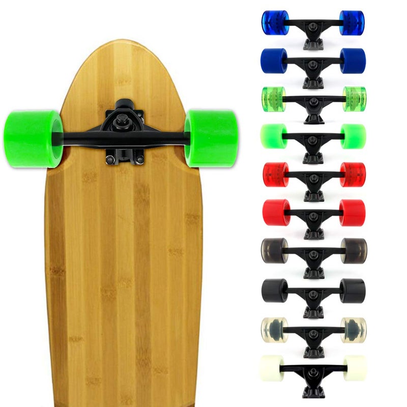 VJ Skateboard Longboard Truck and Wheel, 70mm Long Board Wheels w 7inch 180mm Skateboard Trucks (Black) Longboard Bearings Longboard Hardware Skateboard Riser Pads (Neon Green) - Image 5