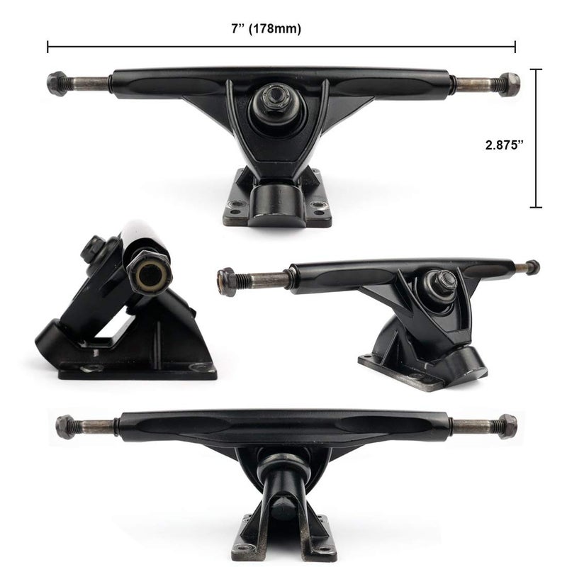 VJ Skateboard Longboard Truck and Wheel, 70mm Long Board Wheels w 7inch 180mm Skateboard Trucks (Black) Longboard Bearings Longboard Hardware Skateboard Riser Pads (Neon Green) - Image 2