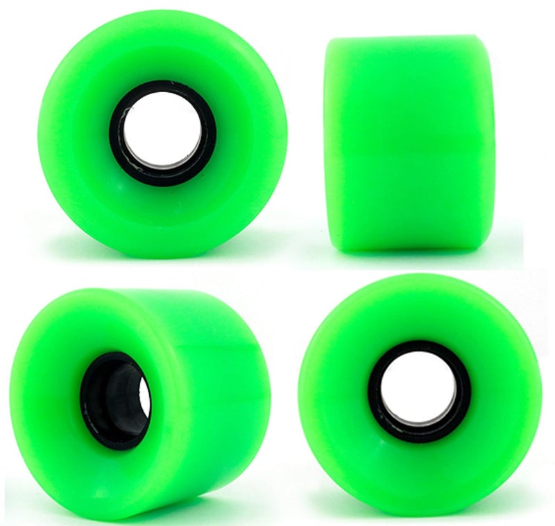 VJ Skateboard Longboard Truck and Wheel, 70mm Long Board Wheels w 7inch 180mm Skateboard Trucks (Black) Longboard Bearings Longboard Hardware Skateboard Riser Pads (Neon Green) - Image 3