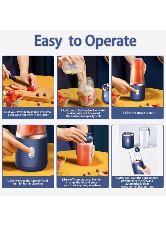 BEYTOR Portable Juicer Blender 400ml Rechargeable USB Wireless Mini Smoothie Maker with 8-Blade Design & Extra Cup – Multi-Color - Image 4