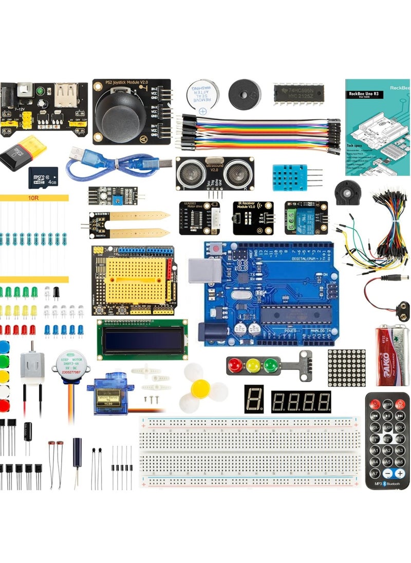 Generic - UNO R3 Starter Kit and Tutorial (55 Items), with Memory Card, Utilizes Original Chips Compatible with Arduino IDE - Image 1