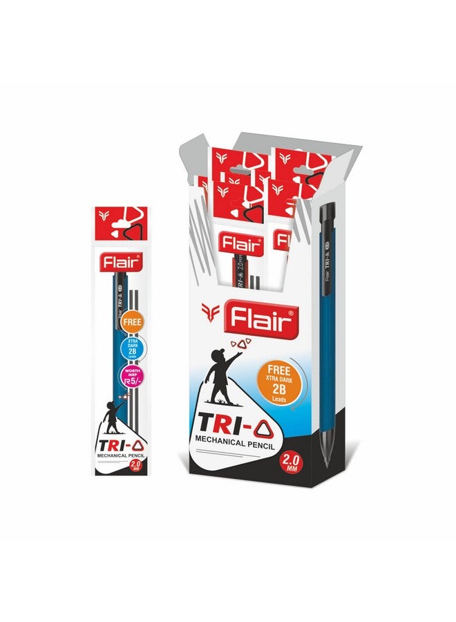 FLAIR Creative Series 2.0mm Tri-o Mechanical Pencil | Retractable Mechanism With Extra Dark 2B Leads | Non-Stop Automatic Writing | Inbuilt Sharpner Included | Pack of 4 - Image 2