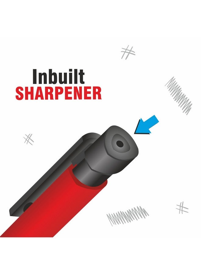 FLAIR Creative Series 2.0mm Tri-o Mechanical Pencil | Retractable Mechanism With Extra Dark 2B Leads | Non-Stop Automatic Writing | Inbuilt Sharpner Included | Pack of 4 - Image 3