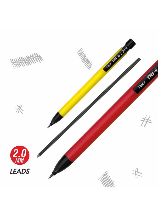 FLAIR Creative Series 2.0mm Tri-o Mechanical Pencil | Retractable Mechanism With Extra Dark 2B Leads | Non-Stop Automatic Writing | Inbuilt Sharpner Included | Pack of 4 - Image 4