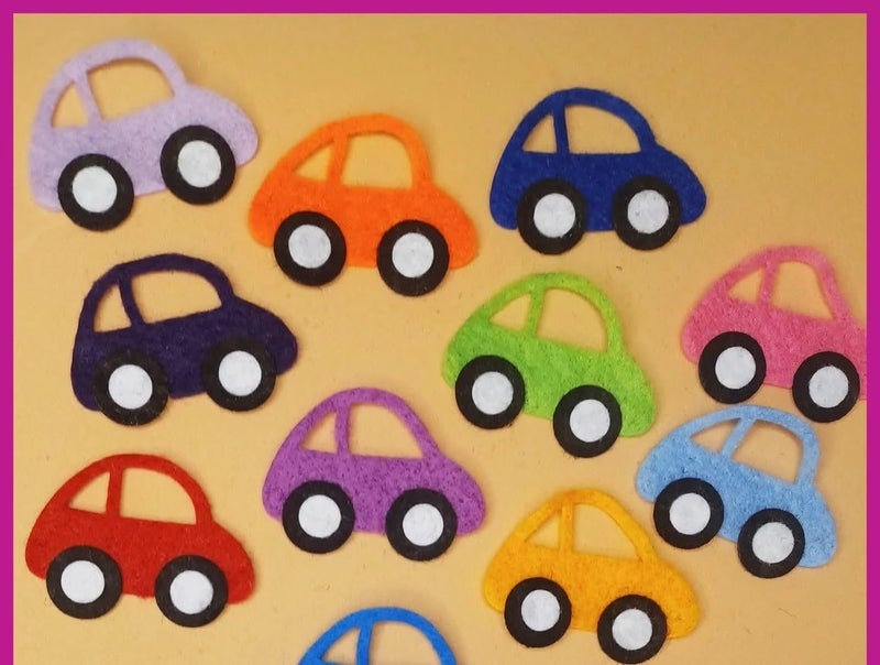 Curious Button Pack of 30 Felt Car Embellishments – 4x3 cm Little Die Cut Felt Motor Vehicles | DIY Craft Supplies for Kids, Scrapbooking, Sewing, Card Making & School Projects - Image 1