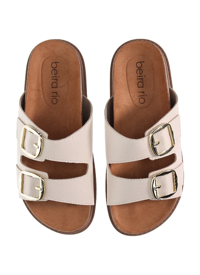 بيرا ريو Beira Rio Ladies Flat Sandals White | Made In Brazil