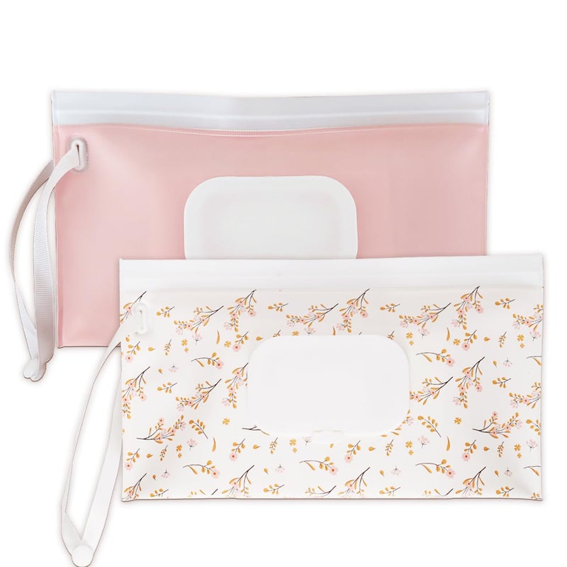 cephira Baby wipes dispenserï¼Œportable baby wipes holder for outdoor, Refillable baby wipes container, on the go wet wipe pouch for travel, resuable wipes dispenser for hiking (pink) - Image 1