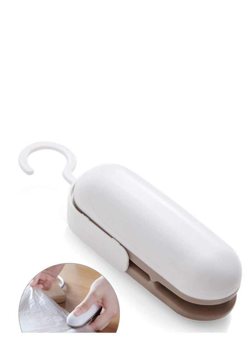 SYOSI خاتم الأكياس الصغير، جهاز محمول 2 في 1 لختم الطعام وقاطع، آلات ختم حرارية، ختم بلاستيكي، جهاز ختم الطعام باليد للأكياس البلاستيكية لحفظ الطعام أكياس snacks للحفاظ على freshness - Image 1